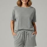 Damen Zweiteiliges Set mit Batwing-Top und Shorts mit Kordelzug