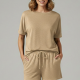 Damen Zweiteiliges Set mit Batwing-Top und Shorts mit Kordelzug