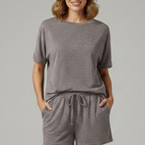 Damen Zweiteiliges Set mit Batwing-Top und Shorts mit Kordelzug