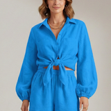 Damen Zweiteiliges Set mit Knopfhemd und Shorts