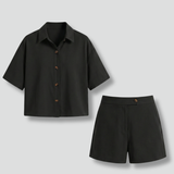 Damen Zweiteiliges Set mit Knopfhemd und Shorts