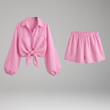 Damen Zweiteiliges Set mit Knopfhemd und Shorts