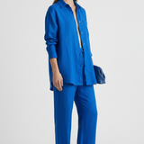 Damen Zweiteiliges Set mit Knopfschal und Geraden Hosen
