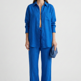 Damen Zweiteiliges Set mit Knopfschal und Geraden Hosen