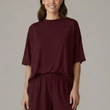 Damen Zweiteiliges Set mit Rundhalsausschnitt und lockeren Shorts