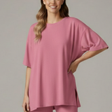 Damen Zweiteiliges Set mit Rundhalsausschnitt und lockeren Shorts