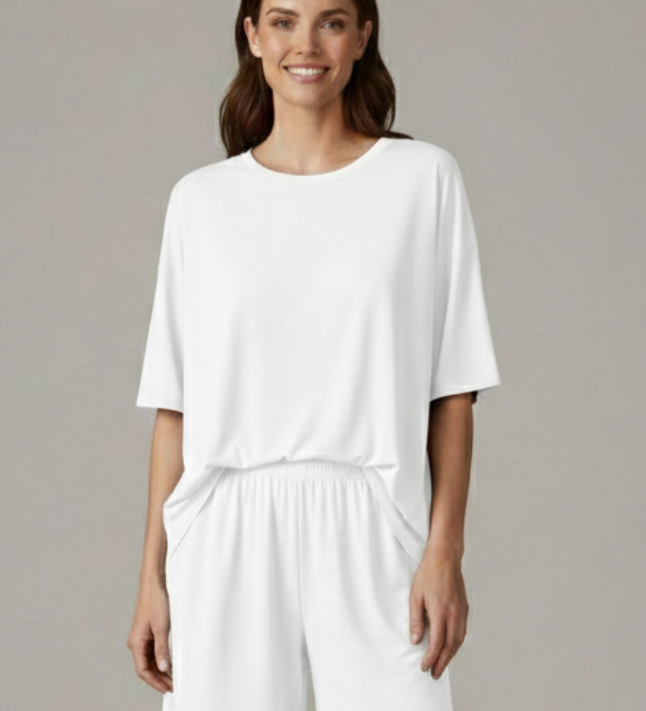 Damen Zweiteiliges Set mit Rundhalsausschnitt und lockeren Shorts