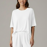 Damen Zweiteiliges Set mit Rundhalsausschnitt und lockeren Shorts