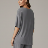 Damen Zweiteiliges Set mit Rundhalsausschnitt und lockeren Shorts