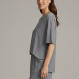 Damen Zweiteiliges Set mit Rundhalsausschnitt und lockeren Shorts
