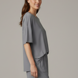 Damen Zweiteiliges Set mit Rundhalsausschnitt und lockeren Shorts