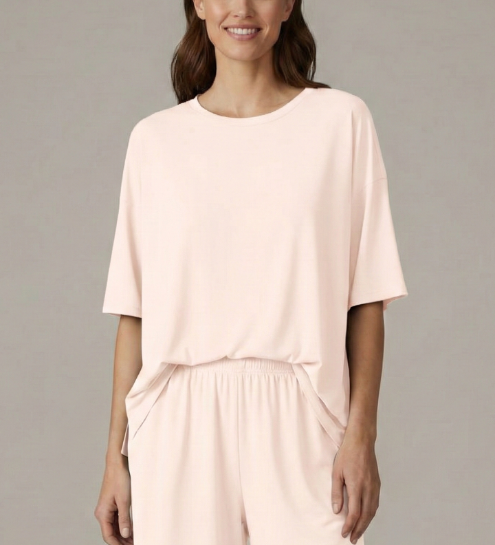 Damen Zweiteiliges Set mit Rundhalsausschnitt und lockeren Shorts