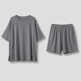 Damen Zweiteiliges Set mit Rundhalsausschnitt und lockeren Shorts