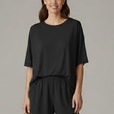 Damen Zweiteiliges Set mit Rundhalsausschnitt und lockeren Shorts