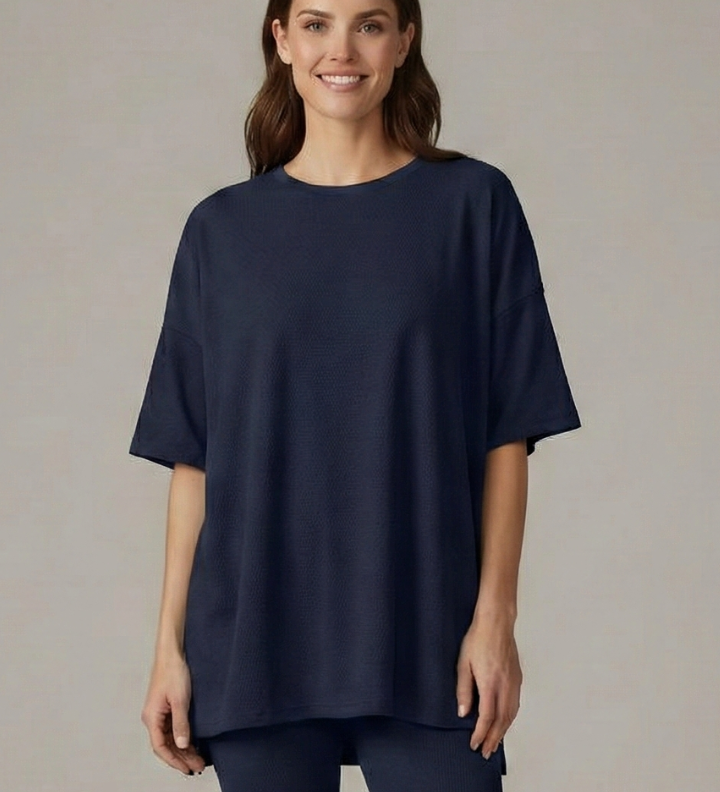 Damen Zweiteiliges Set mit Rundhalsausschnitt und lockeren Shorts