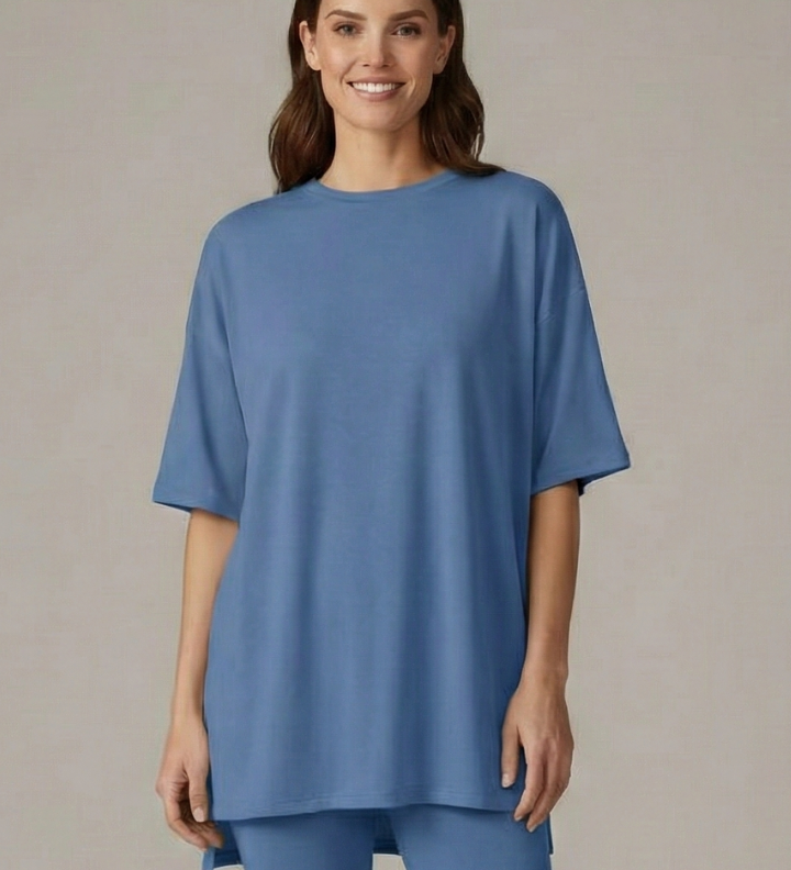Damen Zweiteiliges Set mit Rundhalsausschnitt und lockeren Shorts