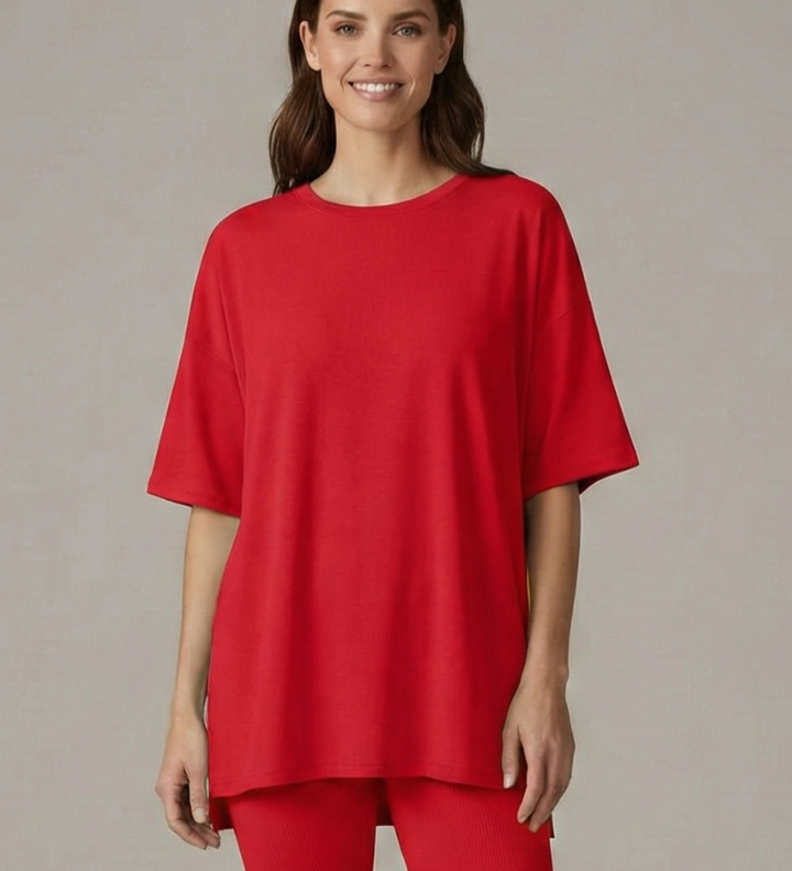 Damen Zweiteiliges Set mit Rundhalsausschnitt und lockeren Shorts