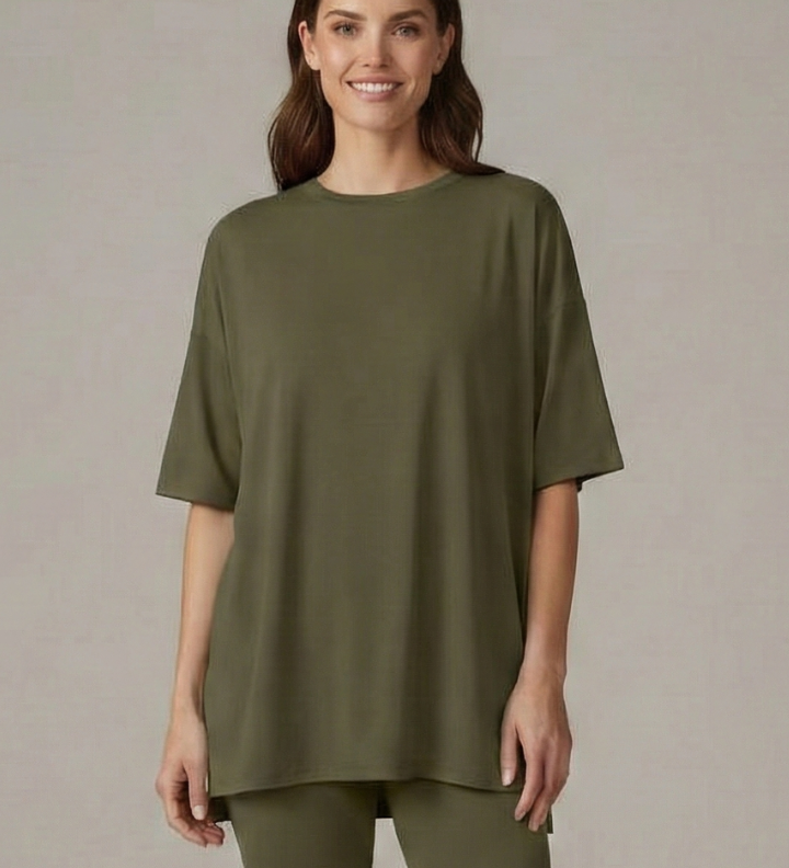 Damen Zweiteiliges Set mit Rundhalsausschnitt und lockeren Shorts