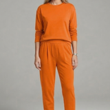 Damen Zweiteiliges Set mit Rundhalsausschnitt und schmalen Hosen