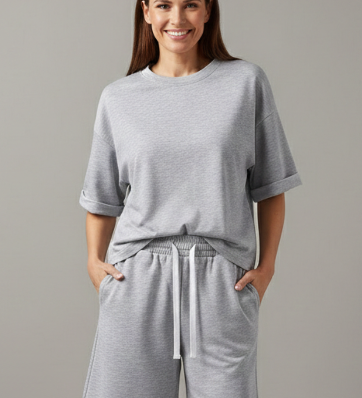 Damen Zweiteiliges Set mit Crop Top und Shorts mit Kordelzug