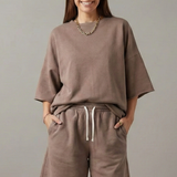 Damen Zweiteiliges Set mit Crop Top und Shorts mit Kordelzug