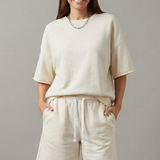 Damen Zweiteiliges Set mit Crop-Top und Shorts mit Kordelzug