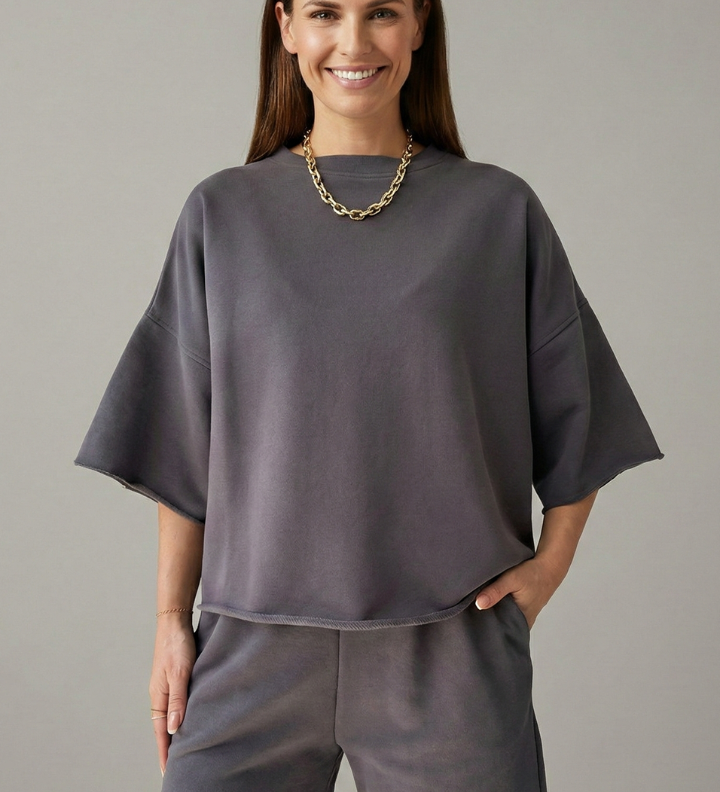 Damen Zweiteiliges Set mit Crop-Top und Shorts mit Kordelzug