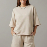 Damen Zweiteiliges Set mit Crop-Top und Shorts mit Kordelzug