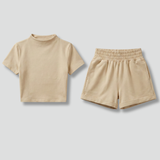 Damen Zweiteiliges Set mit Crop Top und Shorts mit elastischem Bund