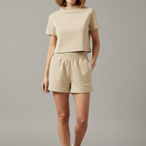 Damen Zweiteiliges Set mit Crop Top und Shorts mit elastischem Bund