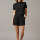 Damen Zweiteiliges Set mit Crop Top und Shorts mit elastischem Bund