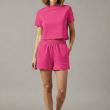 Damen Zweiteiliges Set mit Crop Top und Shorts mit elastischem Bund