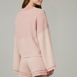 Damen Zweiteiliges Set mit Langarmshirt und Shorts mit Kordelzug