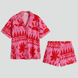 Damen Zweiteiliges Set mit bedrucktem Shirt und passenden Shorts