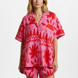 Damen Zweiteiliges Set mit Bedrucktem Shirt und Passenden Shorts