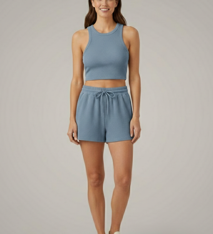 Damen Zweiteiliges Set mit Racerback-Top und Shorts mit Kordelzug