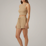 Damen Zweiteiliges Set mit Racerback-Top und Shorts mit Kordelzug