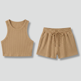 Damen Zweiteiliges Set mit Racerback-Top und Shorts mit Kordelzug