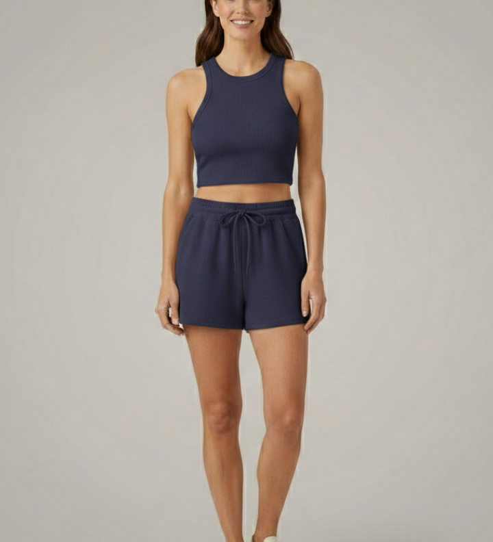 Damen Zweiteiliges Set mit Racerback-Top und Shorts mit Kordelzug