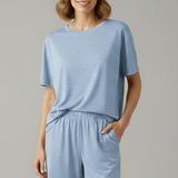 Damen Zweiteiliges Set mit Rundhals-Top und Shorts mit elastischem Bund