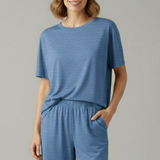Damen Zweiteiliges Set mit Rundhals-Top und Shorts mit elastischem Bund