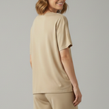 Damen Zweiteiliges Set mit Rundhals-Top und Shorts mit elastischem Bund