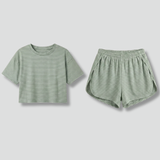 Damen Zweiteiliges Set mit Kurzarm-Top und elastischen Shorts