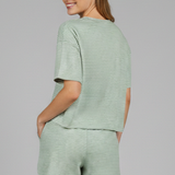 Damen Zweiteiliges Set mit Kurzarm-Top und elastischen Shorts