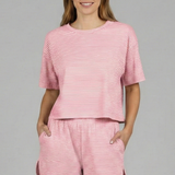 Damen Zweiteiliges Set mit Kurzarm-Top und elastischen Shorts