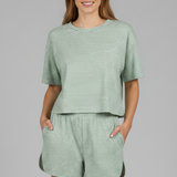 Damen Zweiteiliges Set mit Kurzarm-Top und elastischen Shorts