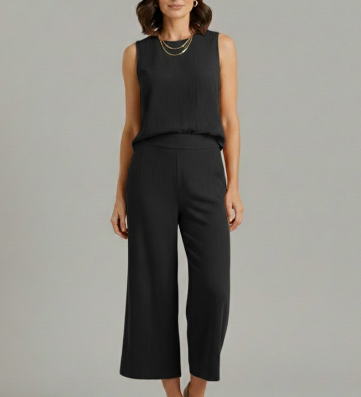 Damen Zweiteiliger Set mit Ärmellosem Oberteil und Gekürzten Hosen