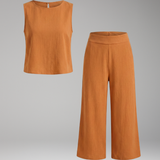 Damen Zweiteiliger Set mit Ärmellosem Oberteil und Gekürzten Hosen