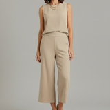Damen Zweiteiliges Set mit Ärmellosem Top und Cropped Hosen