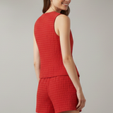 Damen Zweiteiliges Set mit V-Ausschnitt-Top und elastischen Shorts